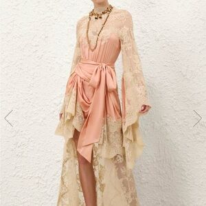 Elegant Pink and White Lace Dress